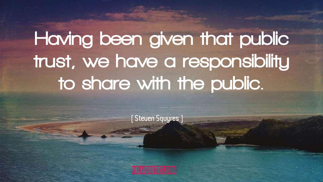 Steven Squyres Quotes: Having been given that public