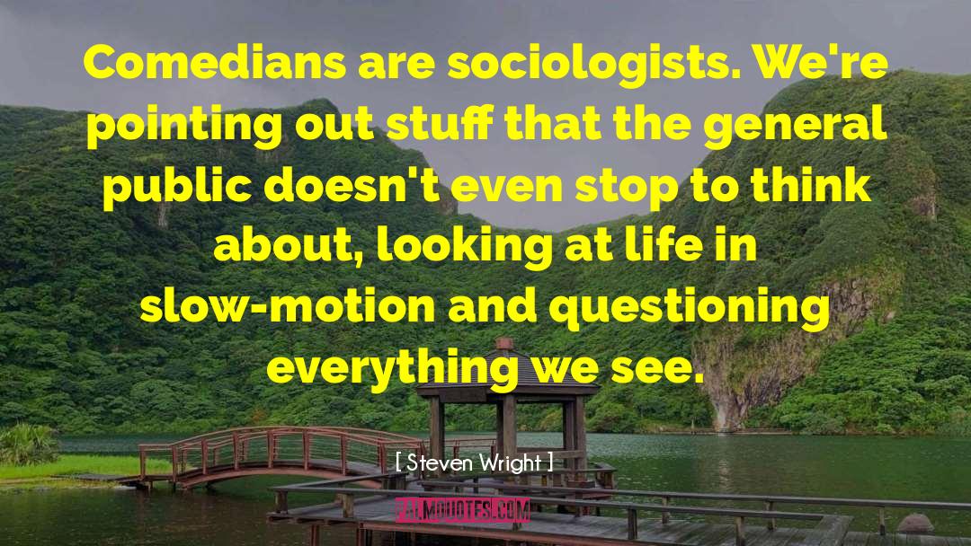 Steven Wright Quotes: Comedians are sociologists. We're pointing