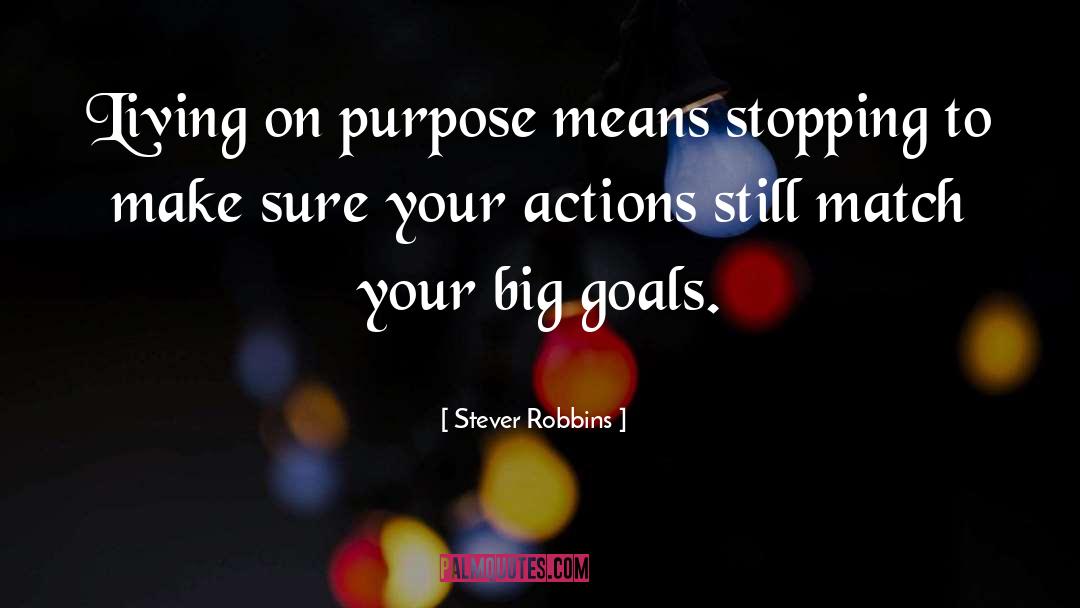 Stever Robbins Quotes: Living on purpose means stopping