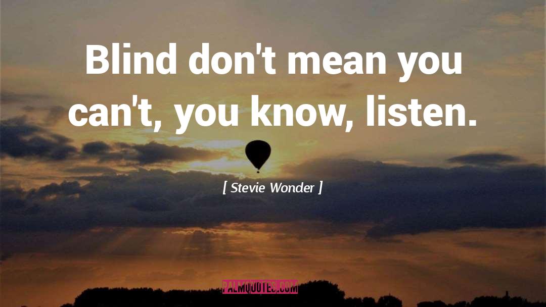 Stevie Wonder Quotes: Blind don't mean you can't,