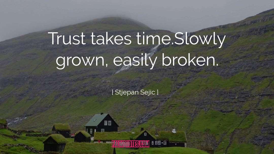 Stjepan Sejic Quotes: Trust takes time.<br />Slowly grown,