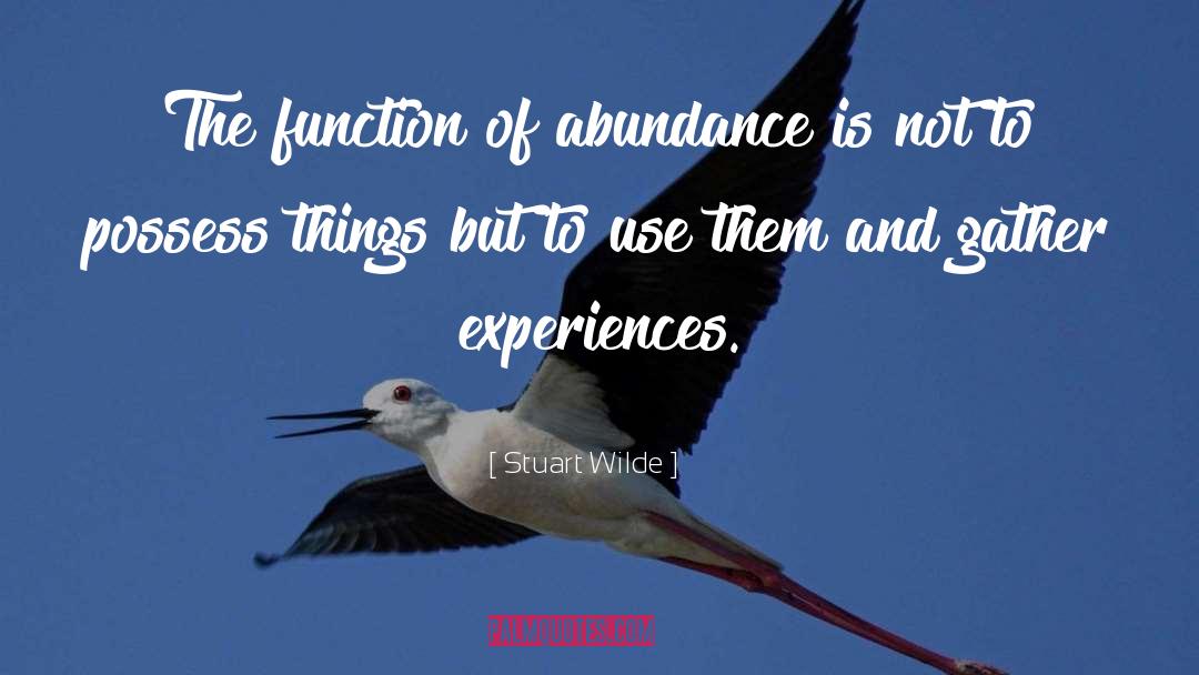 Stuart Wilde Quotes: The function of abundance is