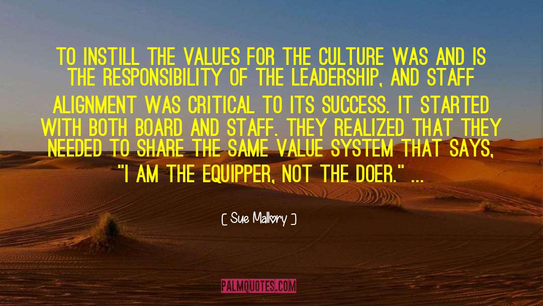 Sue Mallory Quotes: To instill the values for