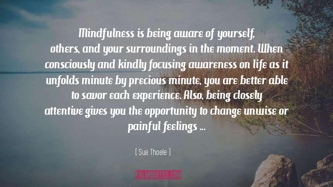 Sue Thoele Quotes: Mindfulness is being aware of