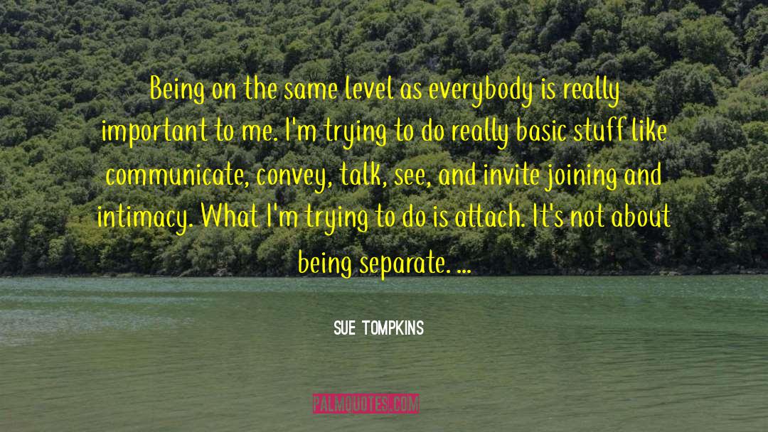 Sue Tompkins Quotes: Being on the same level
