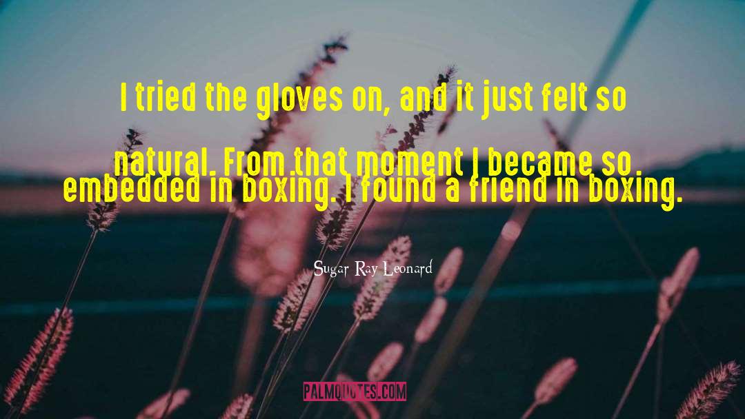 Sugar Ray Leonard Quotes: I tried the gloves on,