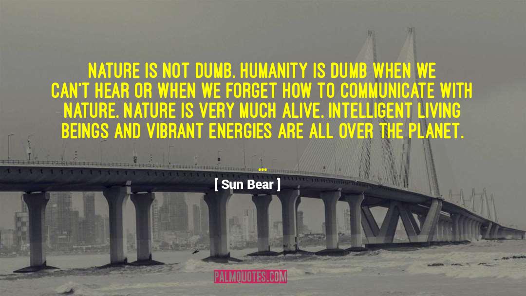 Sun Bear Quotes: Nature is not dumb. Humanity