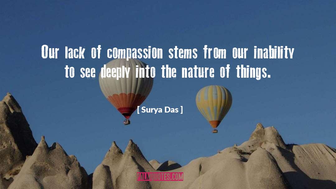 Surya Das Quotes: Our lack of compassion stems