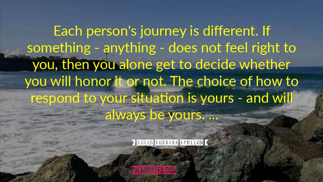 Susan Barbara Apollon Quotes: Each person's journey is different.