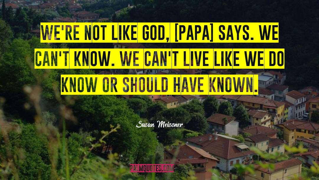 Susan Meissner Quotes: We're not like God, [Papa]