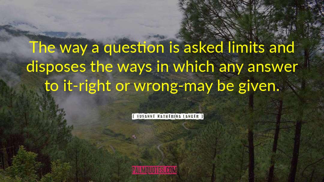 Susanne Katherina Langer Quotes: The way a question is