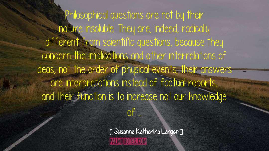 Susanne Katherina Langer Quotes: Philosophical questions are not by