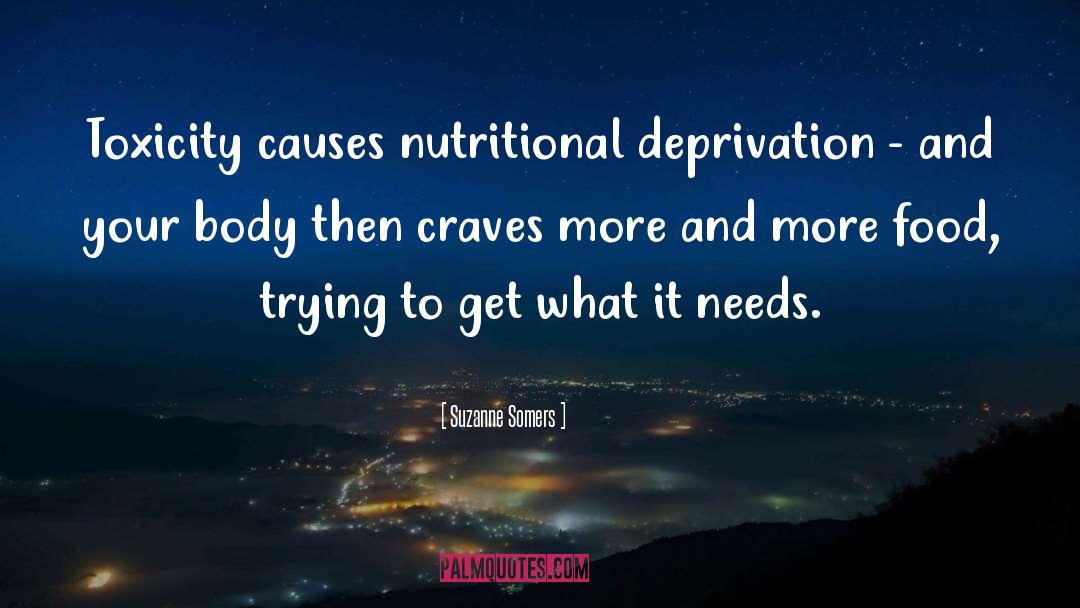 Suzanne Somers Quotes: Toxicity causes nutritional deprivation -