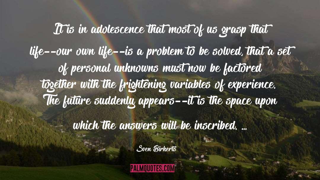 Sven Birkerts Quotes: It is in adolescence that