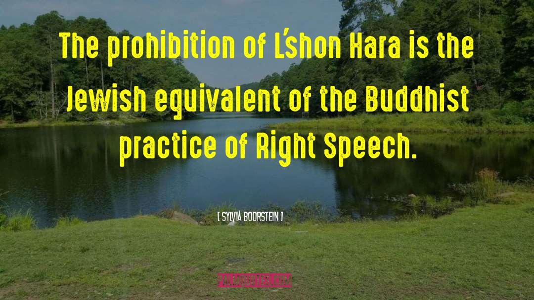 Sylvia Boorstein Quotes: The prohibition of L'shon Hara