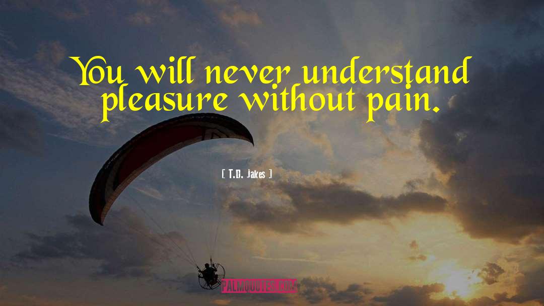 T.D. Jakes Quotes: You will never understand pleasure