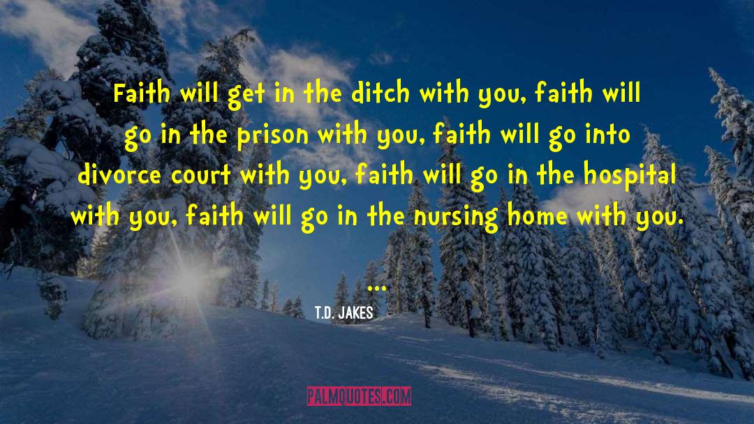 T.D. Jakes Quotes: Faith will get in the