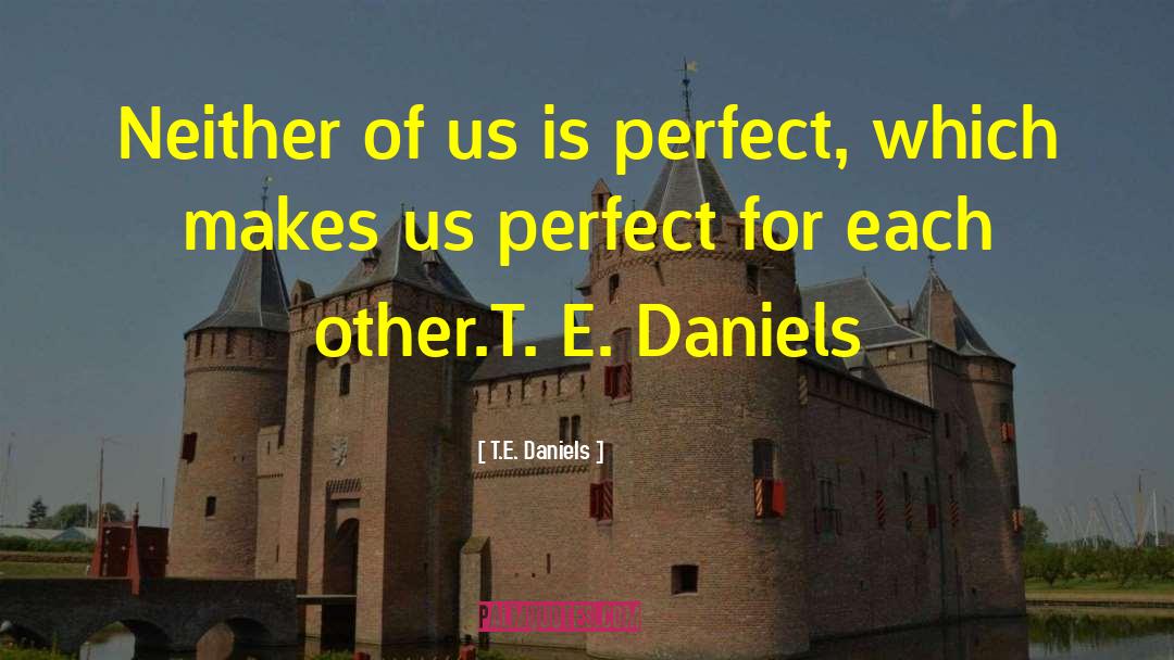 T.E. Daniels Quotes: Neither of us is perfect,