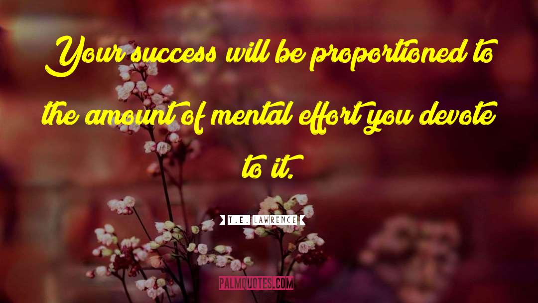 T.E. Lawrence Quotes: Your success will be proportioned
