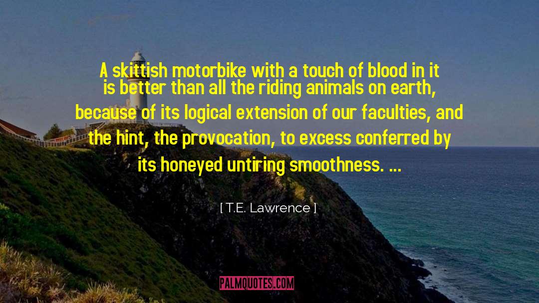 T.E. Lawrence Quotes: A skittish motorbike with a
