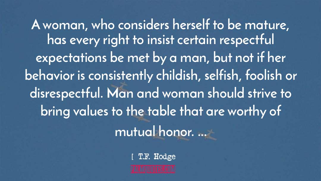 T.F. Hodge Quotes: A woman, who considers herself
