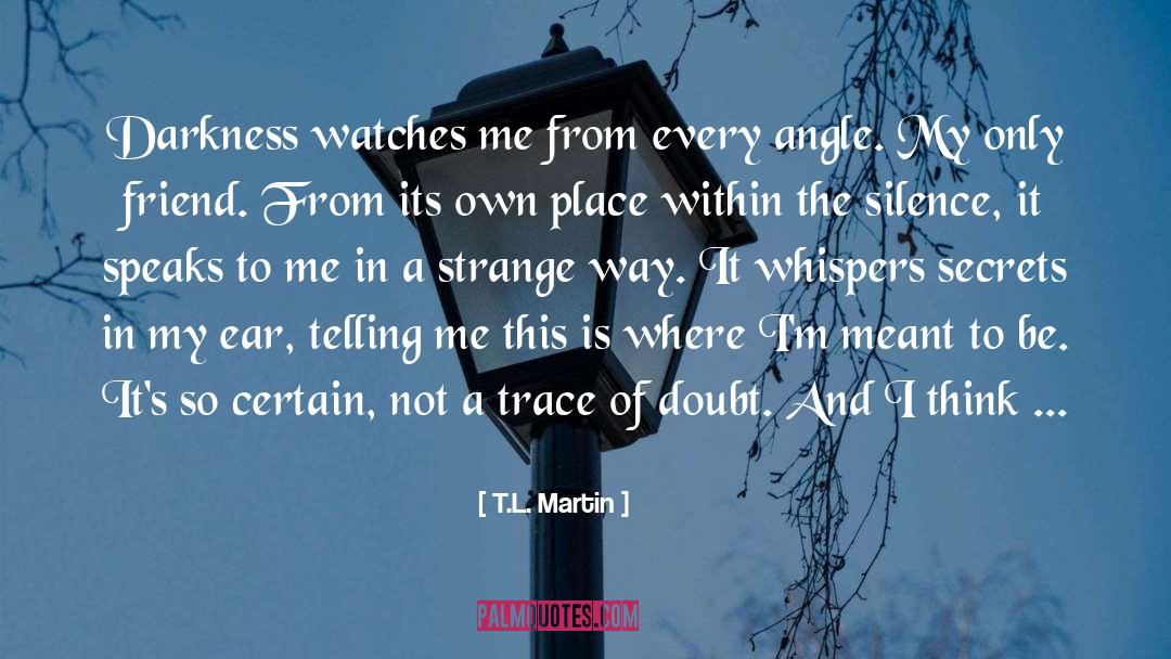 T.L. Martin Quotes: Darkness watches me from every