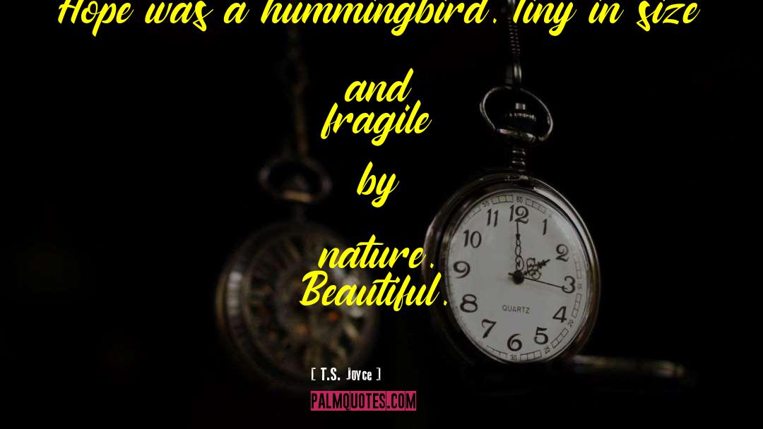 T.S. Joyce Quotes: Hope was a hummingbird. Tiny