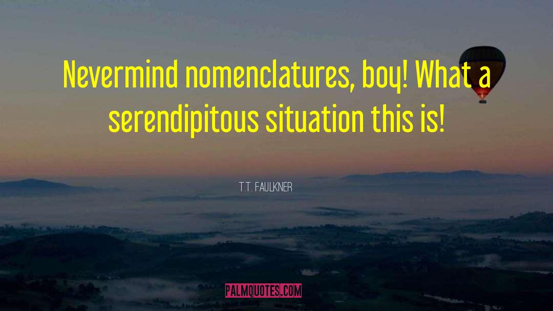 T.T. Faulkner Quotes: Nevermind nomenclatures, boy! What a