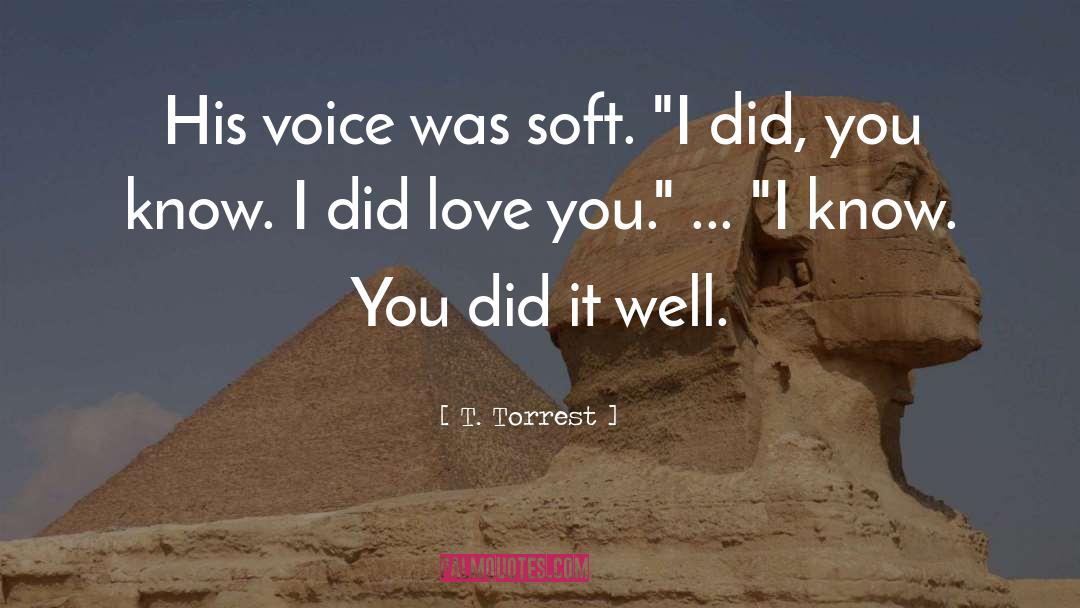 T. Torrest Quotes: His voice was soft. 