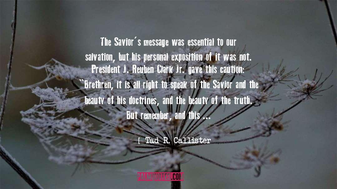 Tad R. Callister Quotes: The Savior's message was essential