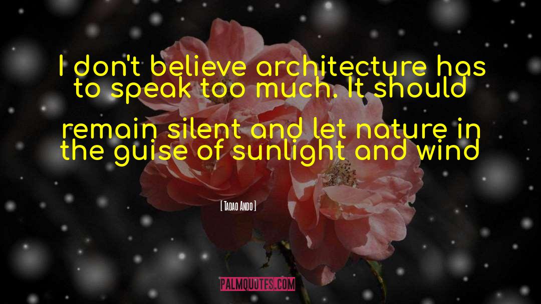 Tadao Ando Quotes: I don't believe architecture has