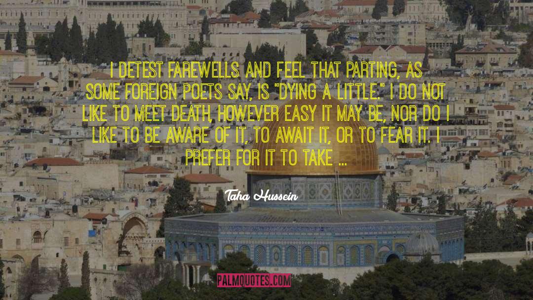 Taha Hussein Quotes: I detest farewells and feel