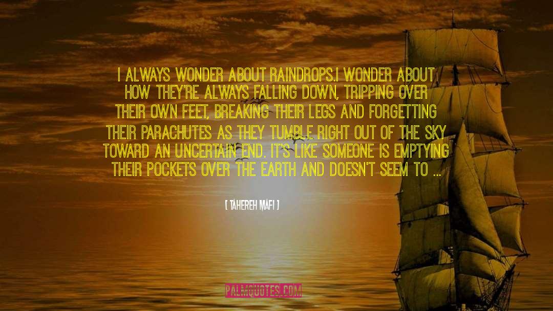 Tahereh Mafi Quotes: I always wonder about raindrops.<br>I