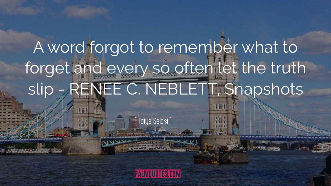 Taiye Selasi Quotes: A word forgot to remember