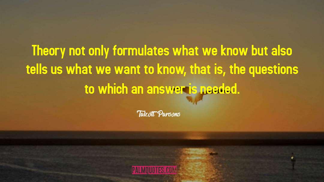 Talcott Parsons Quotes: Theory not only formulates what