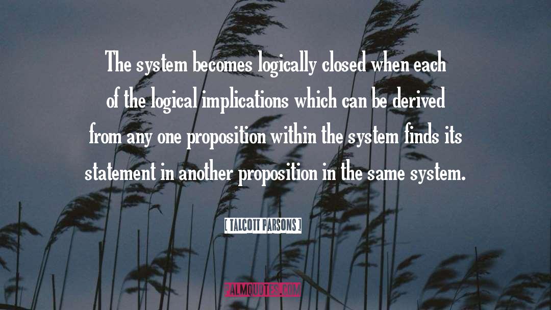 Talcott Parsons Quotes: The system becomes logically closed