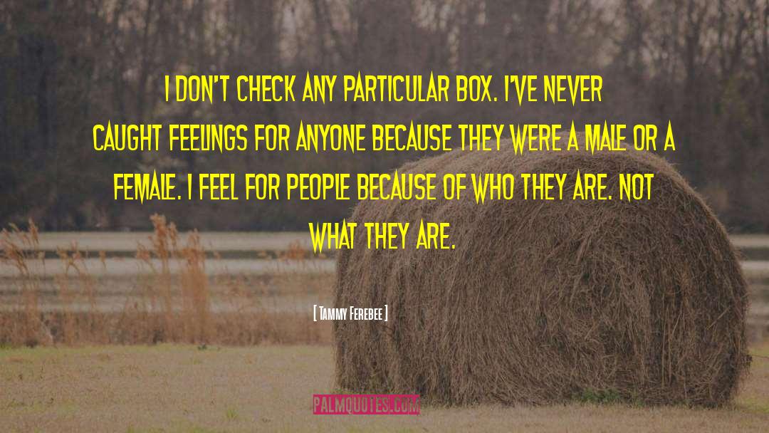 Tammy Ferebee Quotes: I don't check any particular