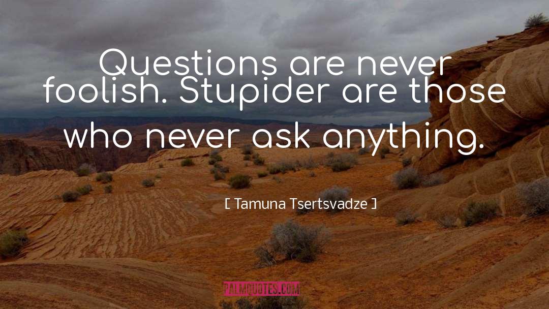 Tamuna Tsertsvadze Quotes: Questions are never foolish. Stupider