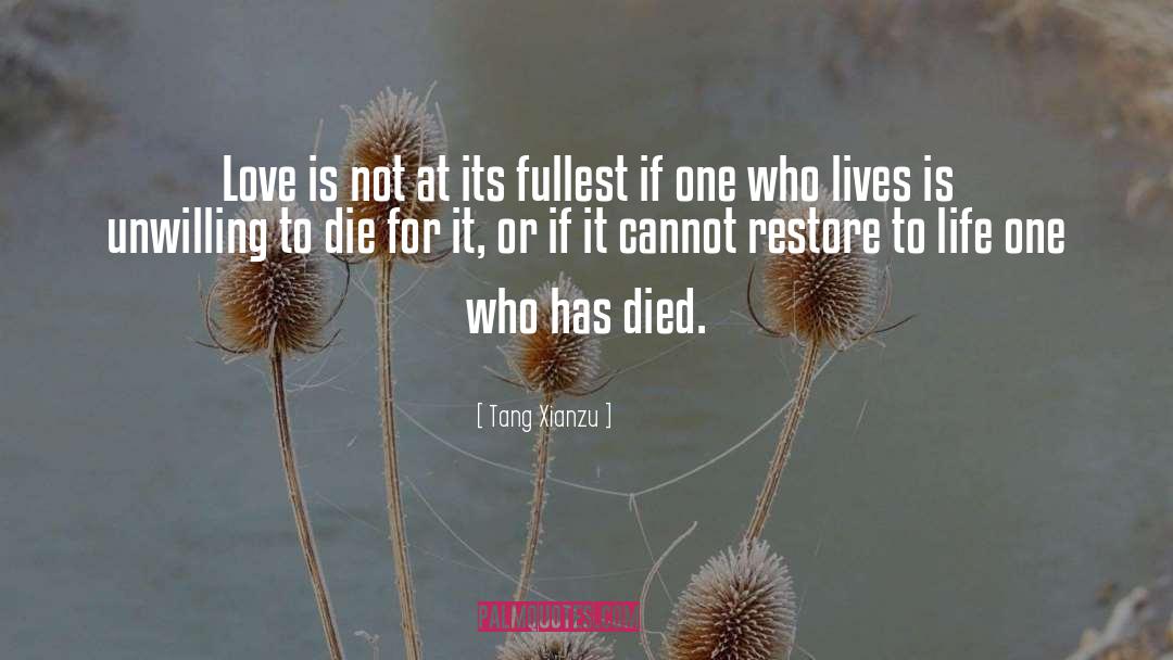 Tang Xianzu Quotes: Love is not at its