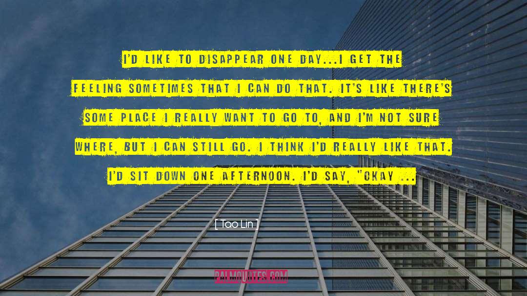Tao Lin Quotes: I'd like to disappear one