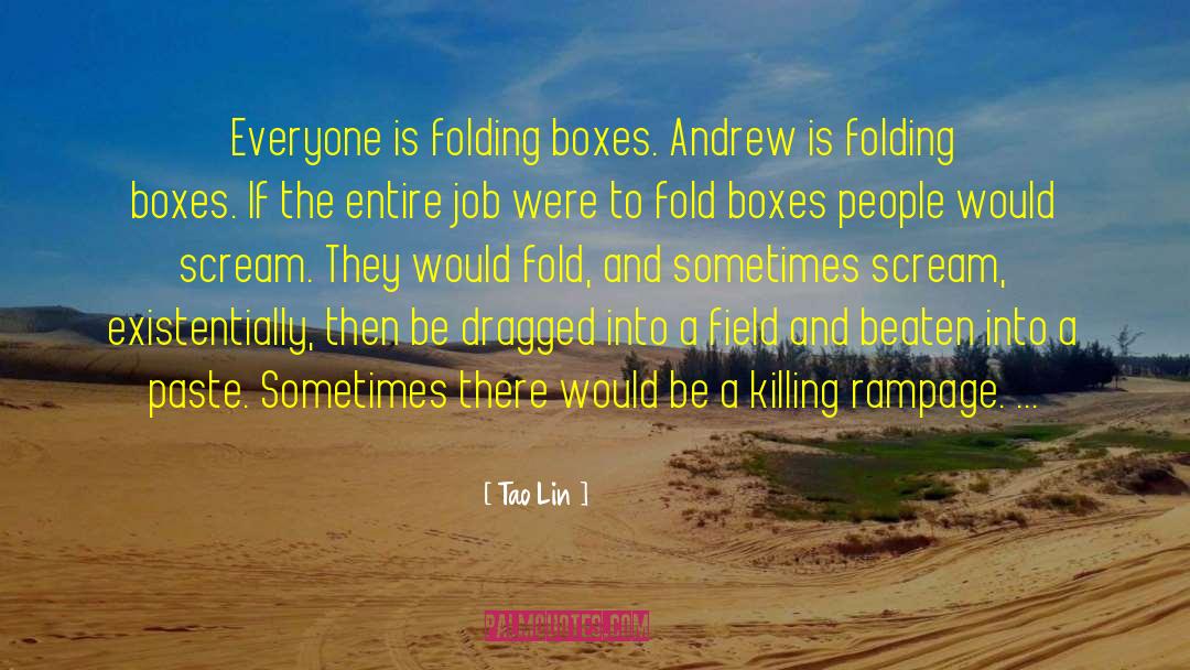 Tao Lin Quotes: Everyone is folding boxes. Andrew