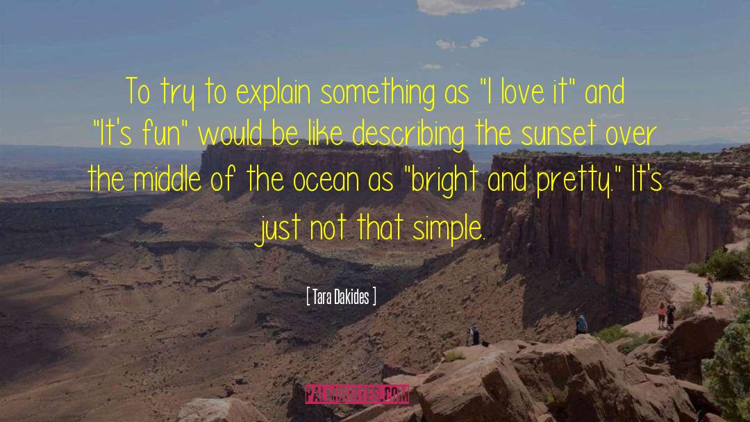 Tara Dakides Quotes: To try to explain something