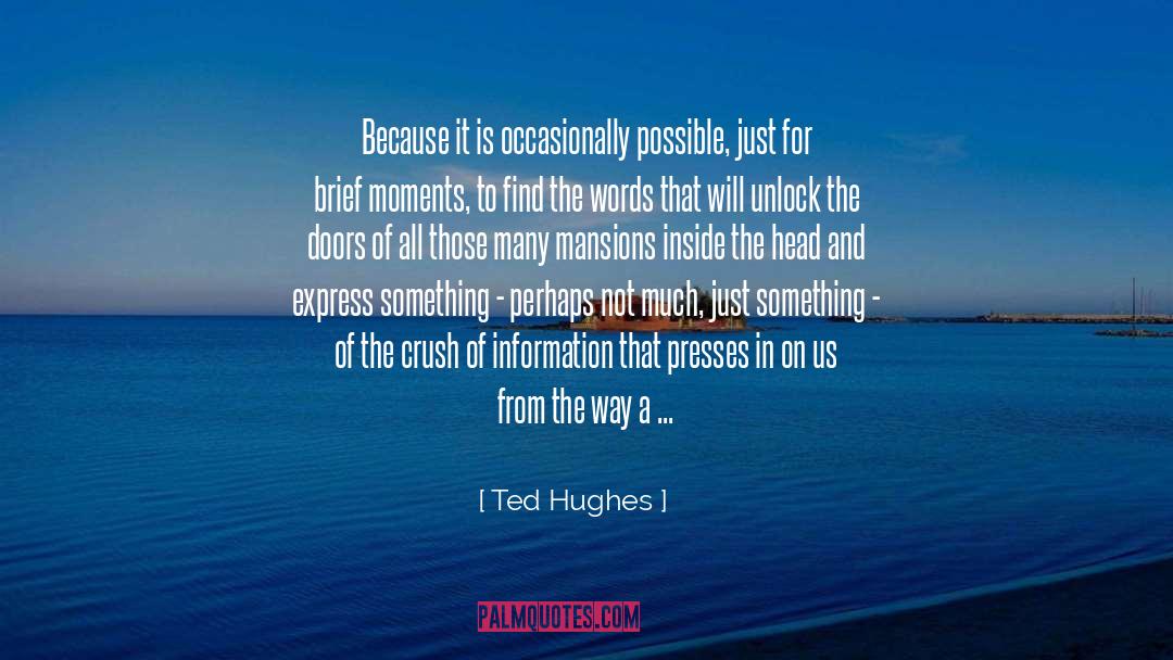 Ted Hughes Quotes: Because it is occasionally possible,