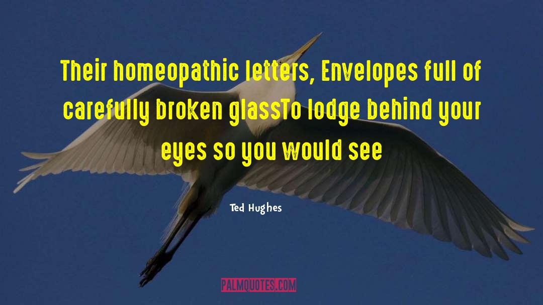 Ted Hughes Quotes: Their homeopathic letters, <br>Envelopes full