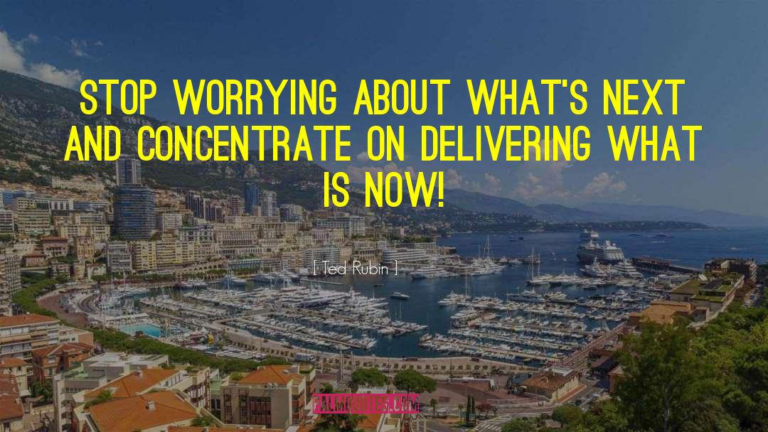 Ted Rubin Quotes: Stop worrying about what's next