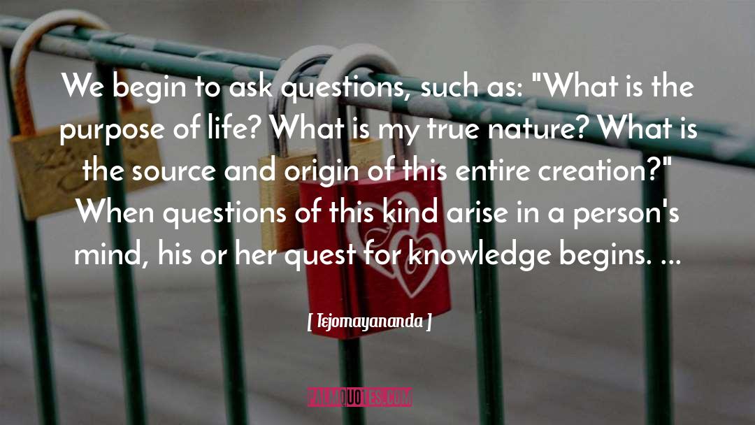 Tejomayananda Quotes: We begin to ask questions,