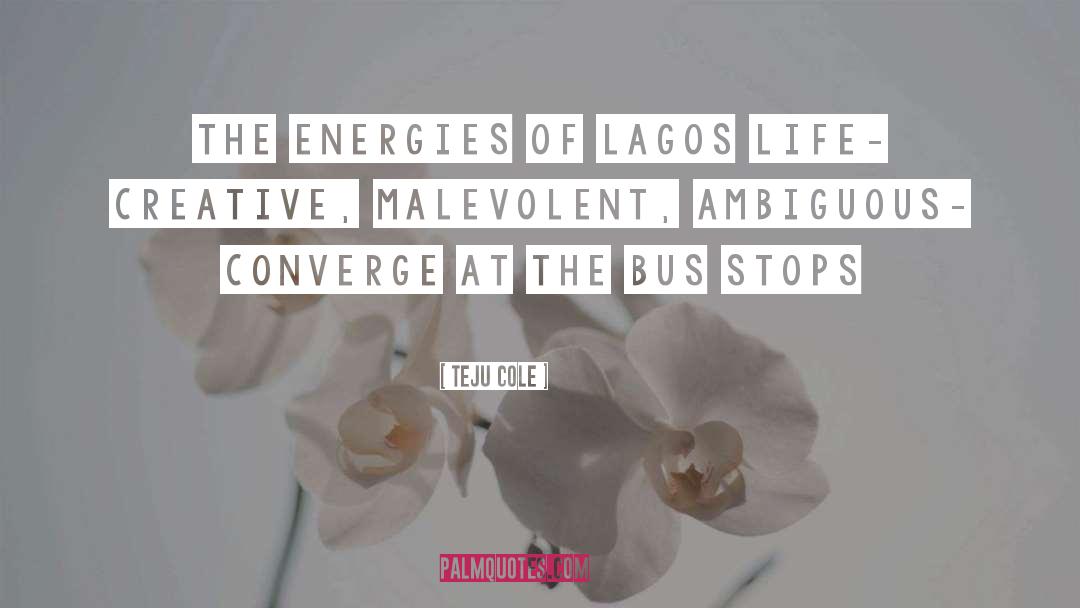 Teju Cole Quotes: The energies of Lagos life-