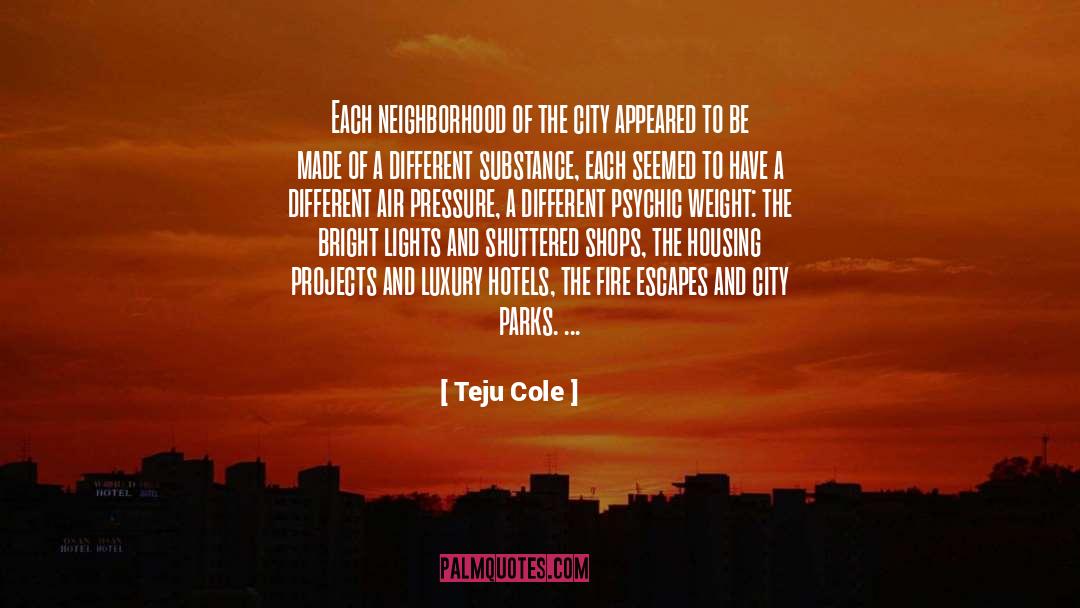 Teju Cole Quotes: Each neighborhood of the city