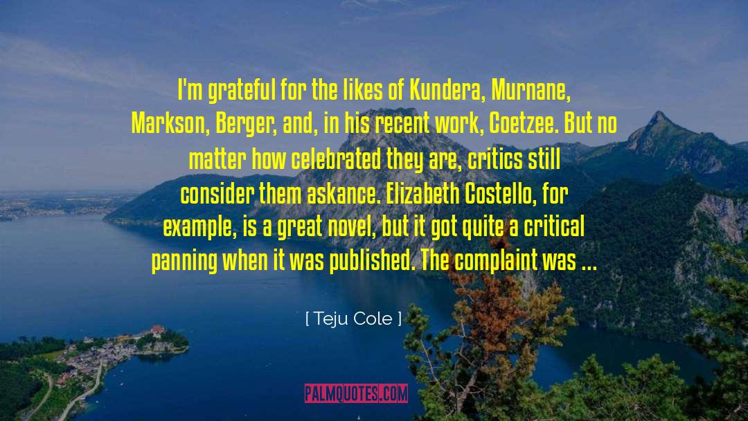 Teju Cole Quotes: I'm grateful for the likes