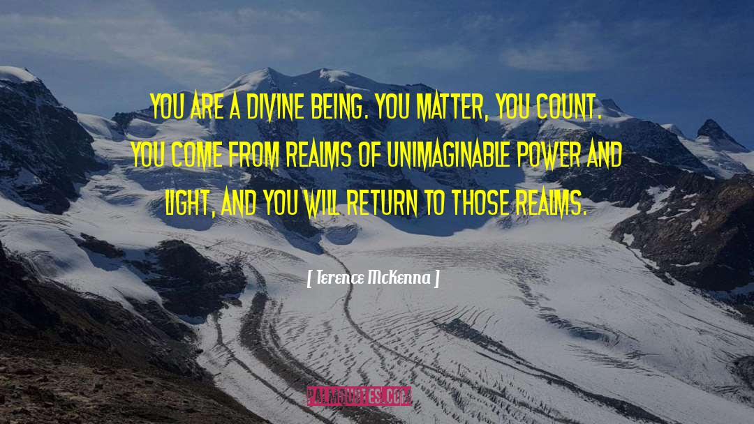 Terence McKenna Quotes: You are a divine being.